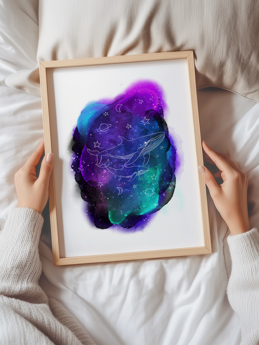 Night Whale Dreams Galaxy Art Print