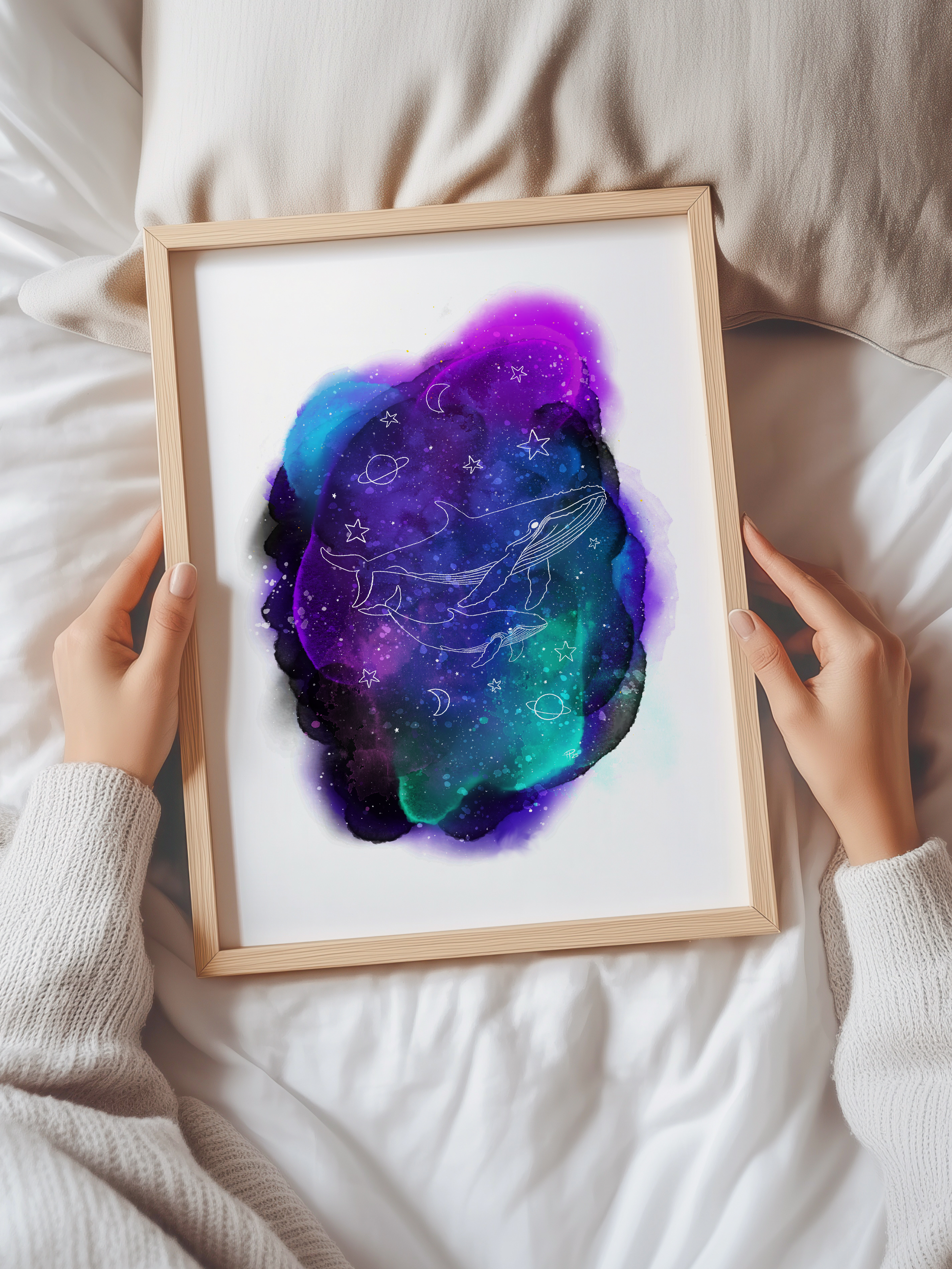 Night Whale Dreams Galaxy Art Print