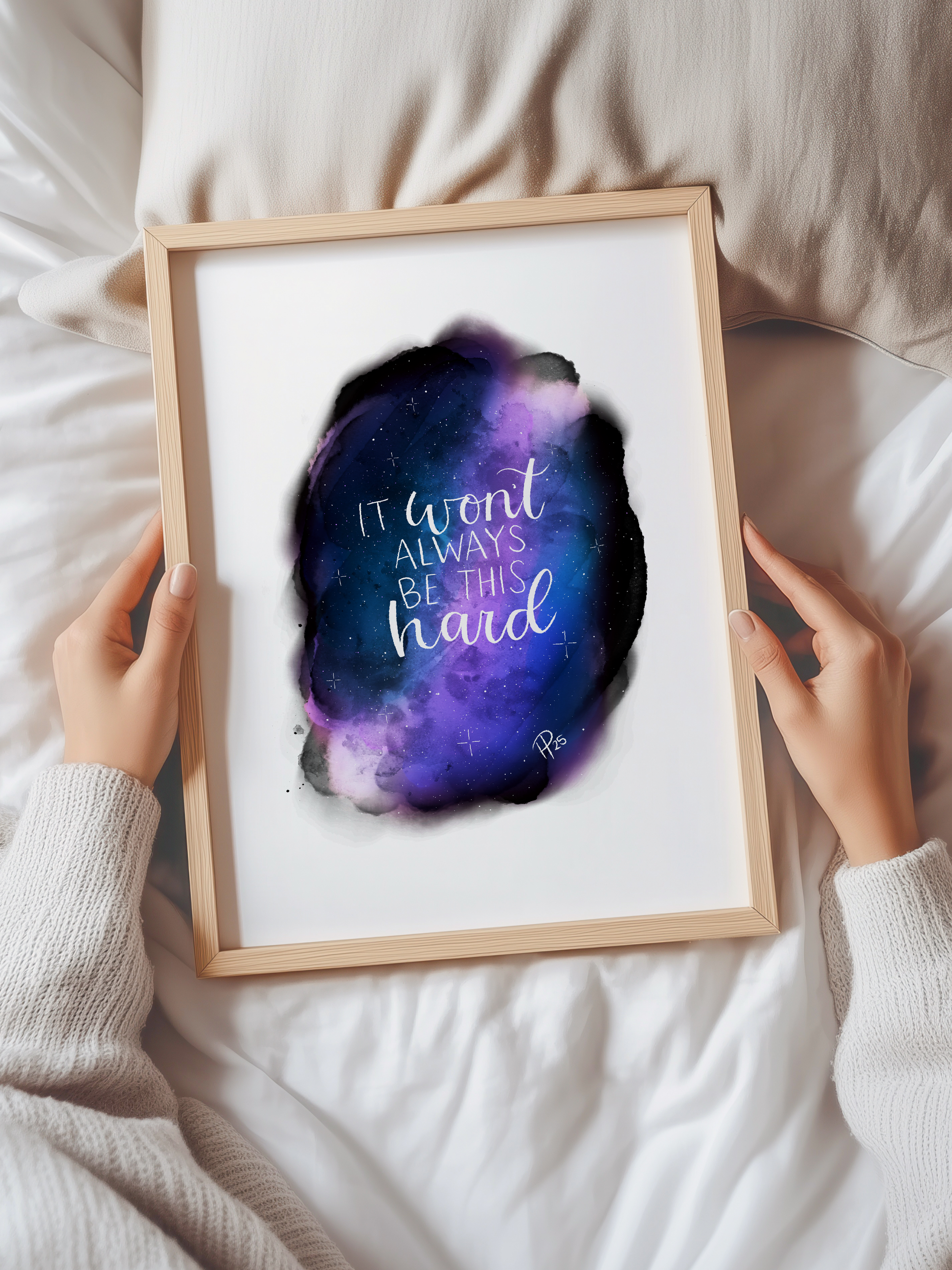 "It Won’t Always Be This Hard" – Purple Galaxy Print