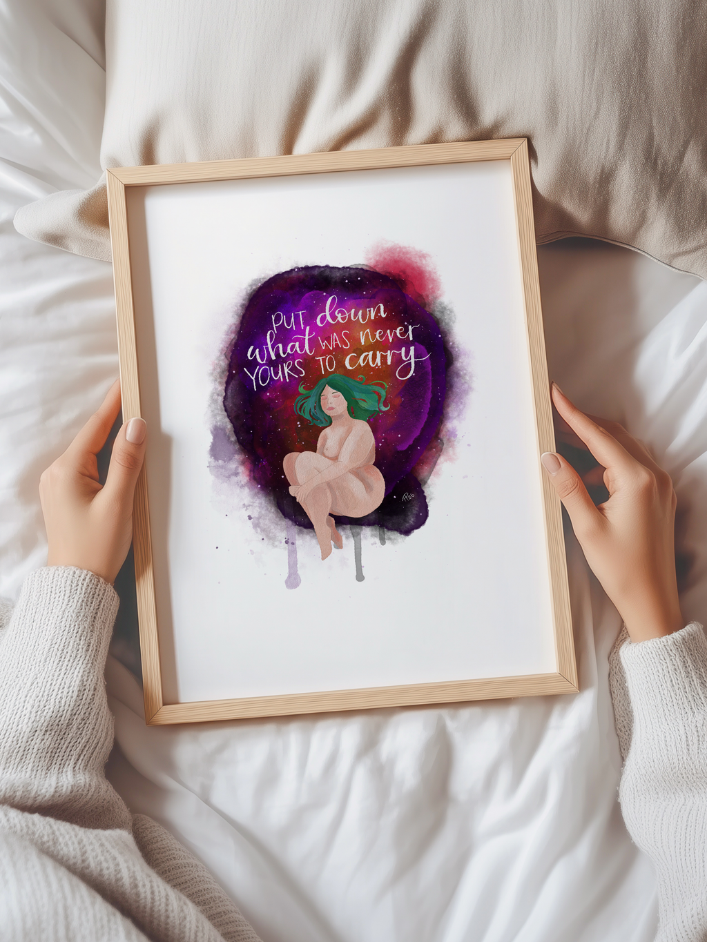 "Put down what was never yours to carry" - Watercolour Galaxy Print