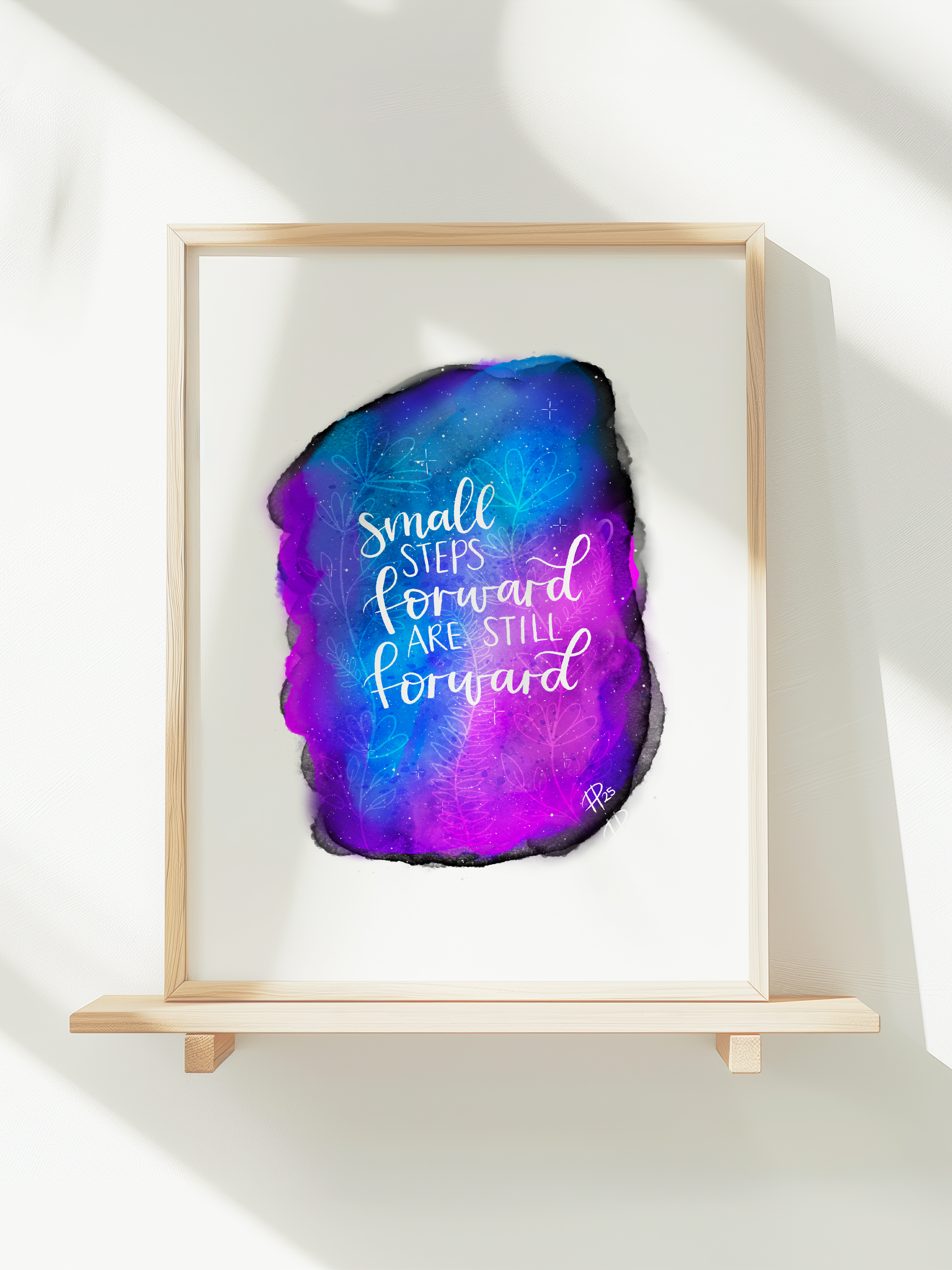 "Small Steps Forward" - Pink & Blue Floral Galaxy Print
