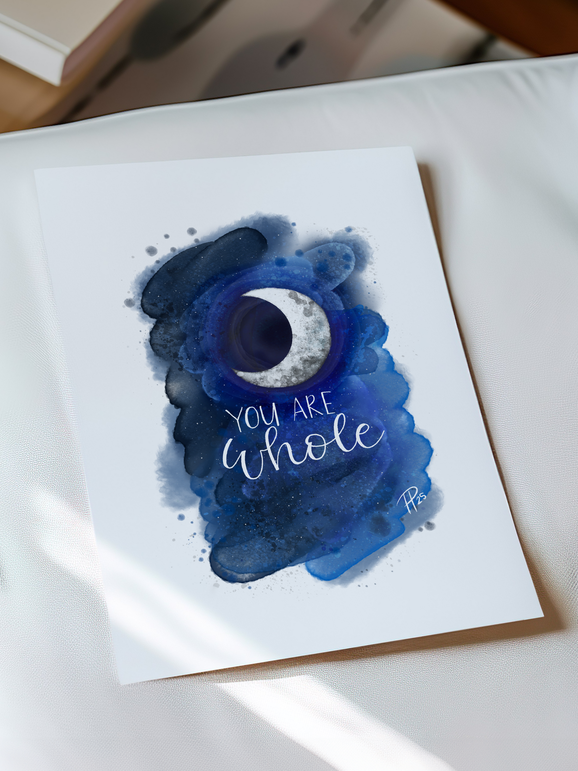 "You Are Whole" - Blue Galaxy with Moon Print
