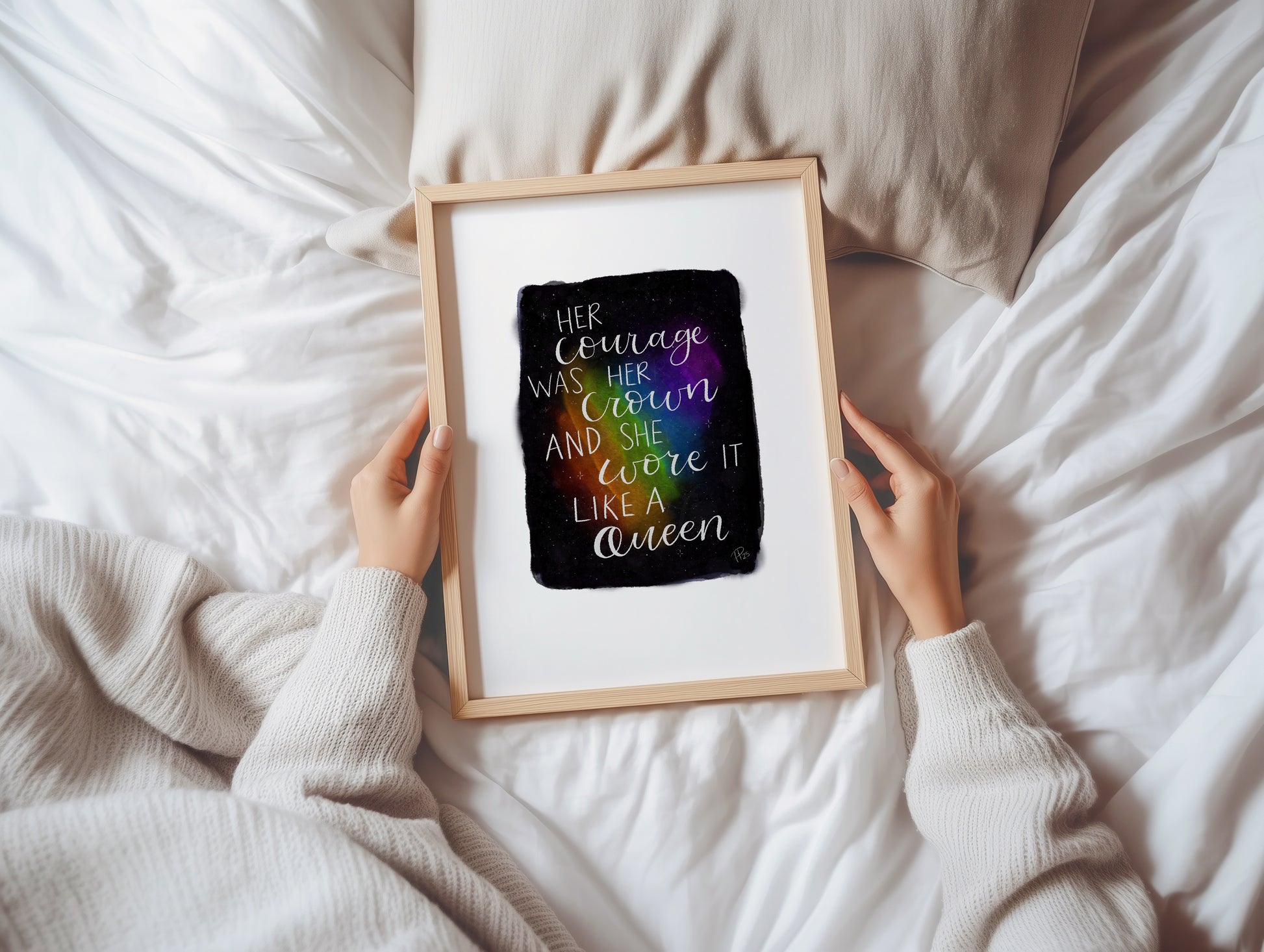 "Her Courage Was Her Crown" - Rainbow Galaxy Print