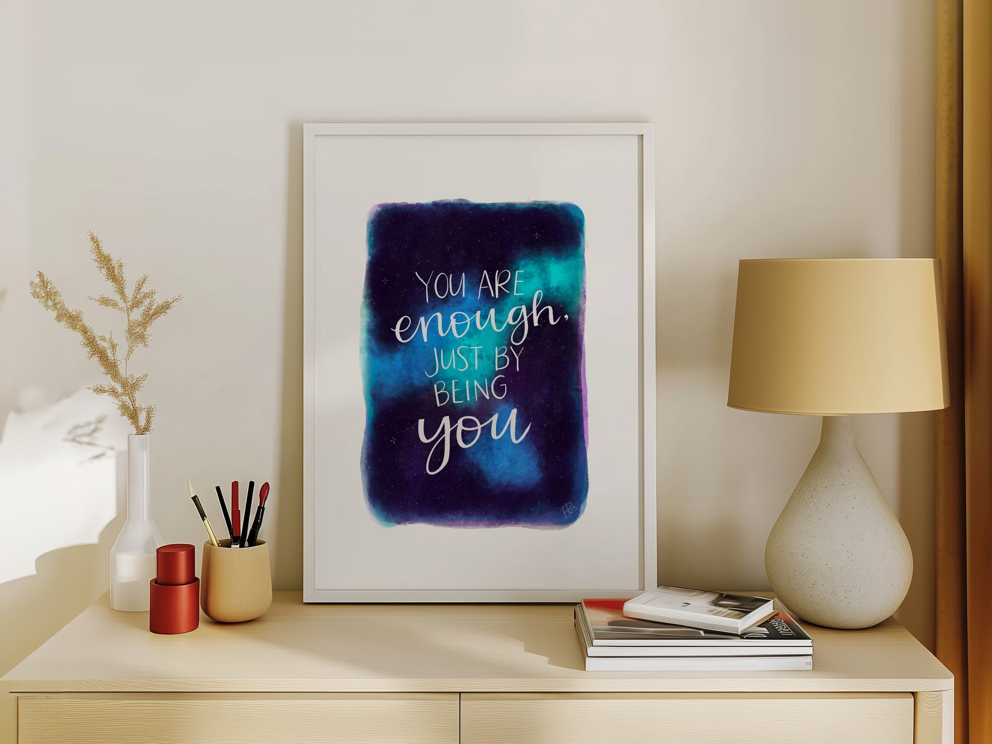 "You Are Enough" - Blue Galaxy Print