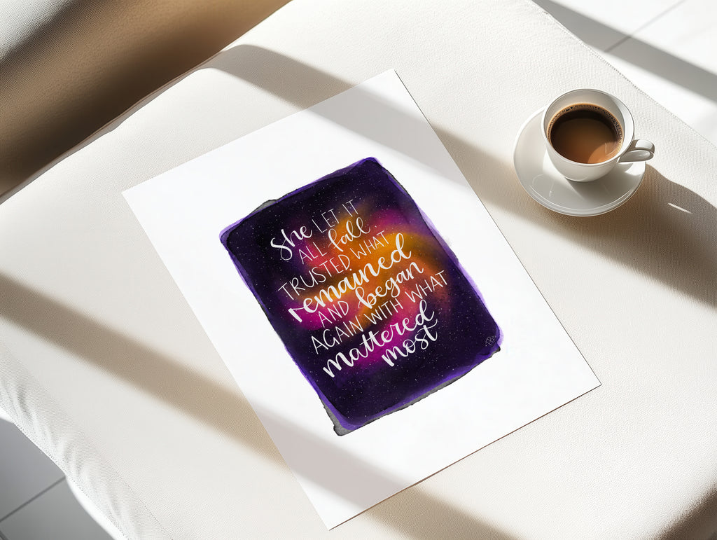 "She Let It All Fall" Galaxy A4 Print