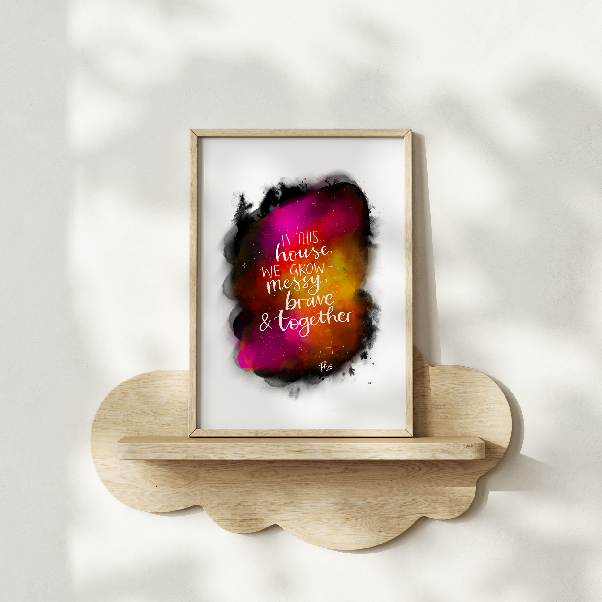 "Messy, Brave & Together" Yellow, Pink & Black Galaxy Print