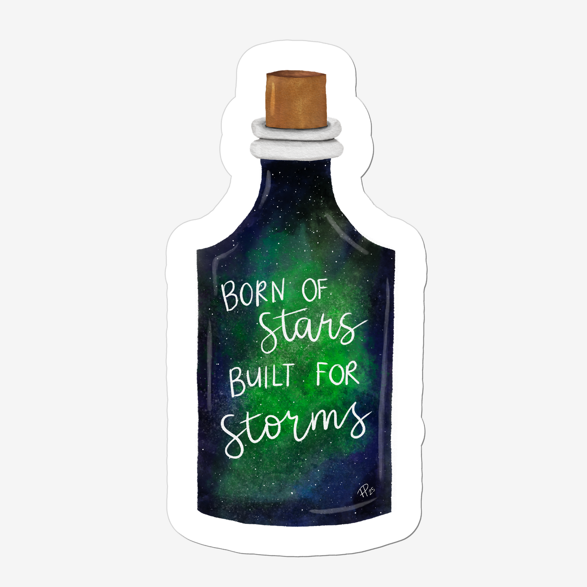 Born of Stars Sticker - Green Watercolour Galaxy Potion Bottle