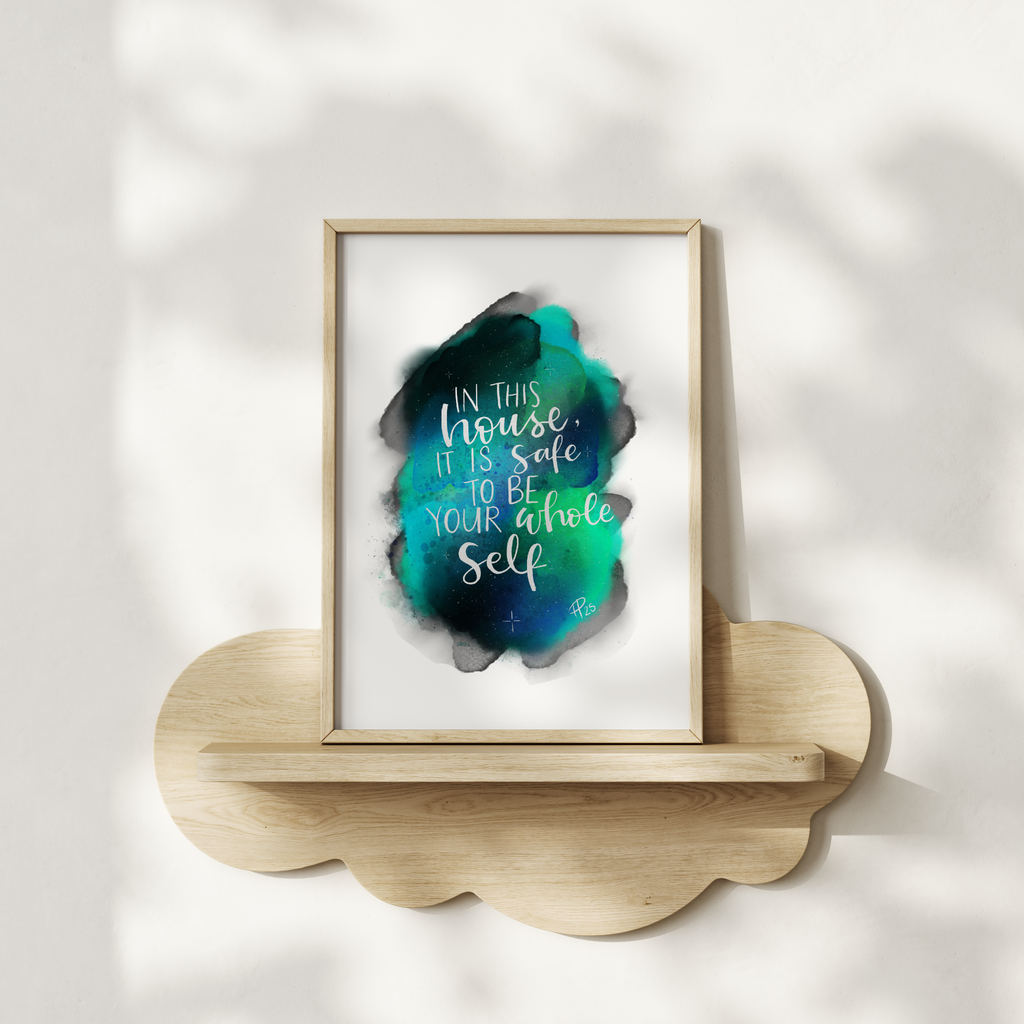 "It Is Safe to Be Your Whole Self" Green Galaxy Print