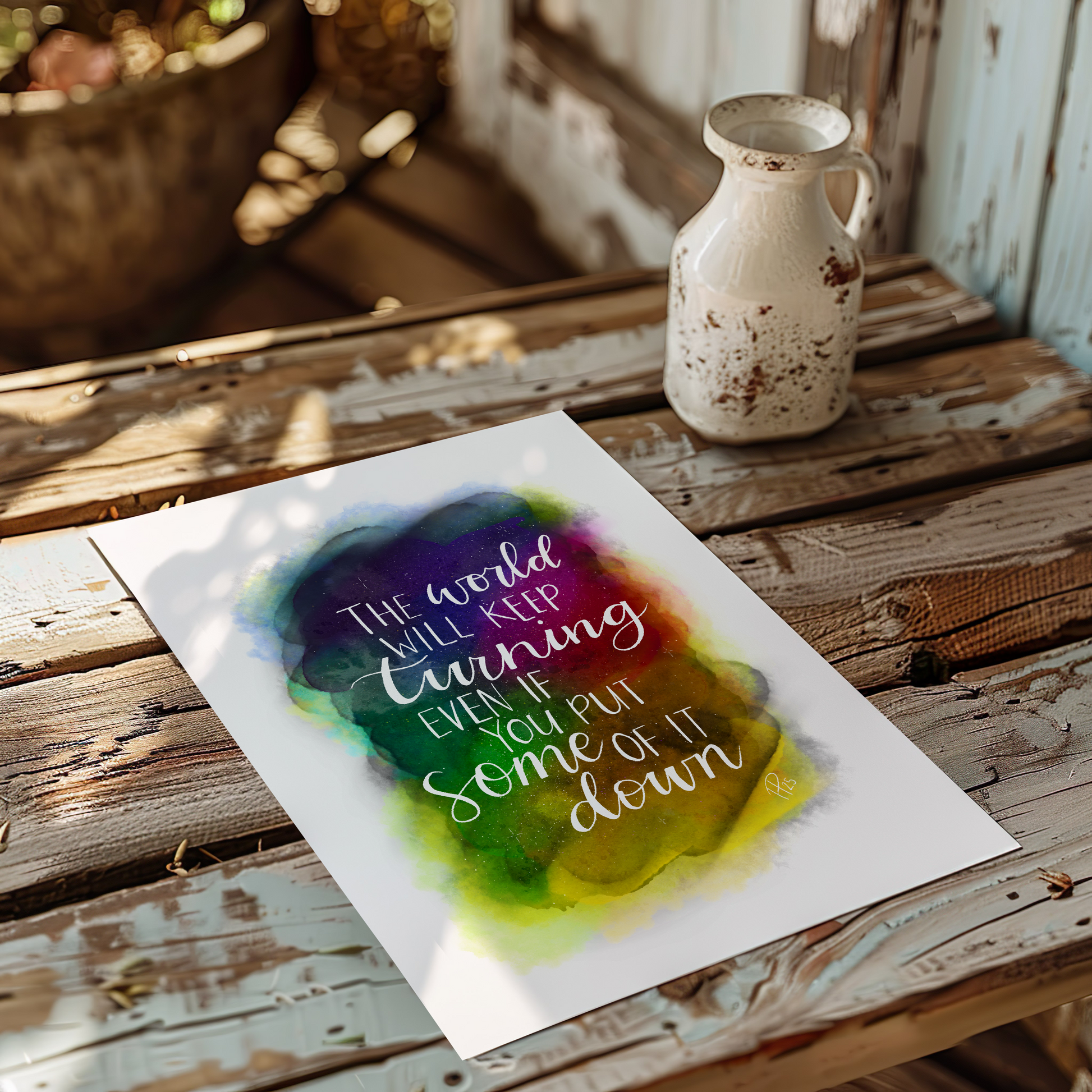 "The World Will Keep Turning" Rainbow Galaxy Print