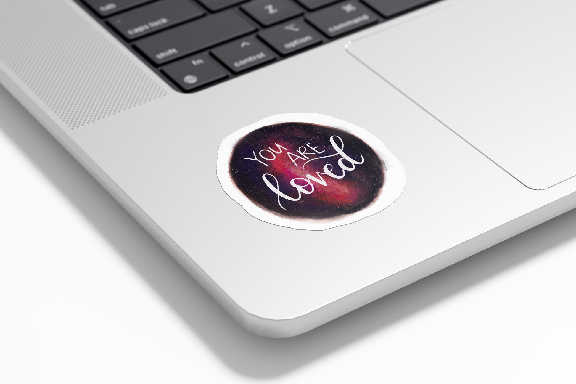 You Are Loved 10cm Sticker — Red Watercolour Galaxy